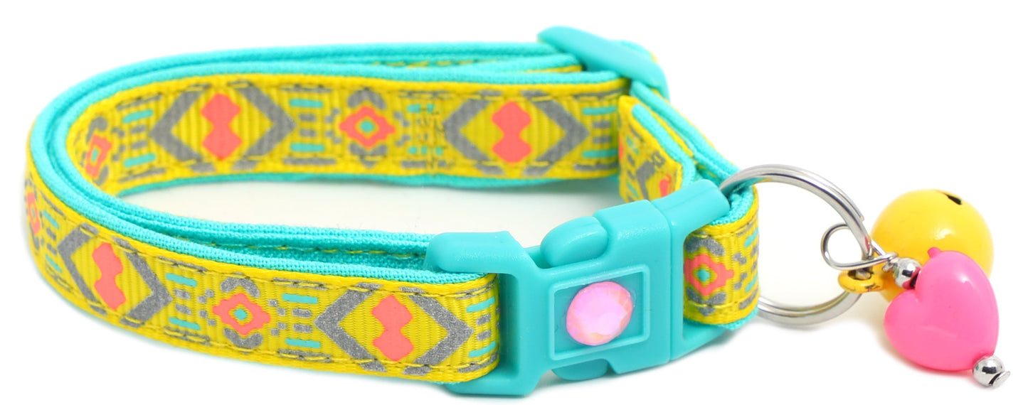 Pink and Aqua Aztec Breakaway Cat Collar-18