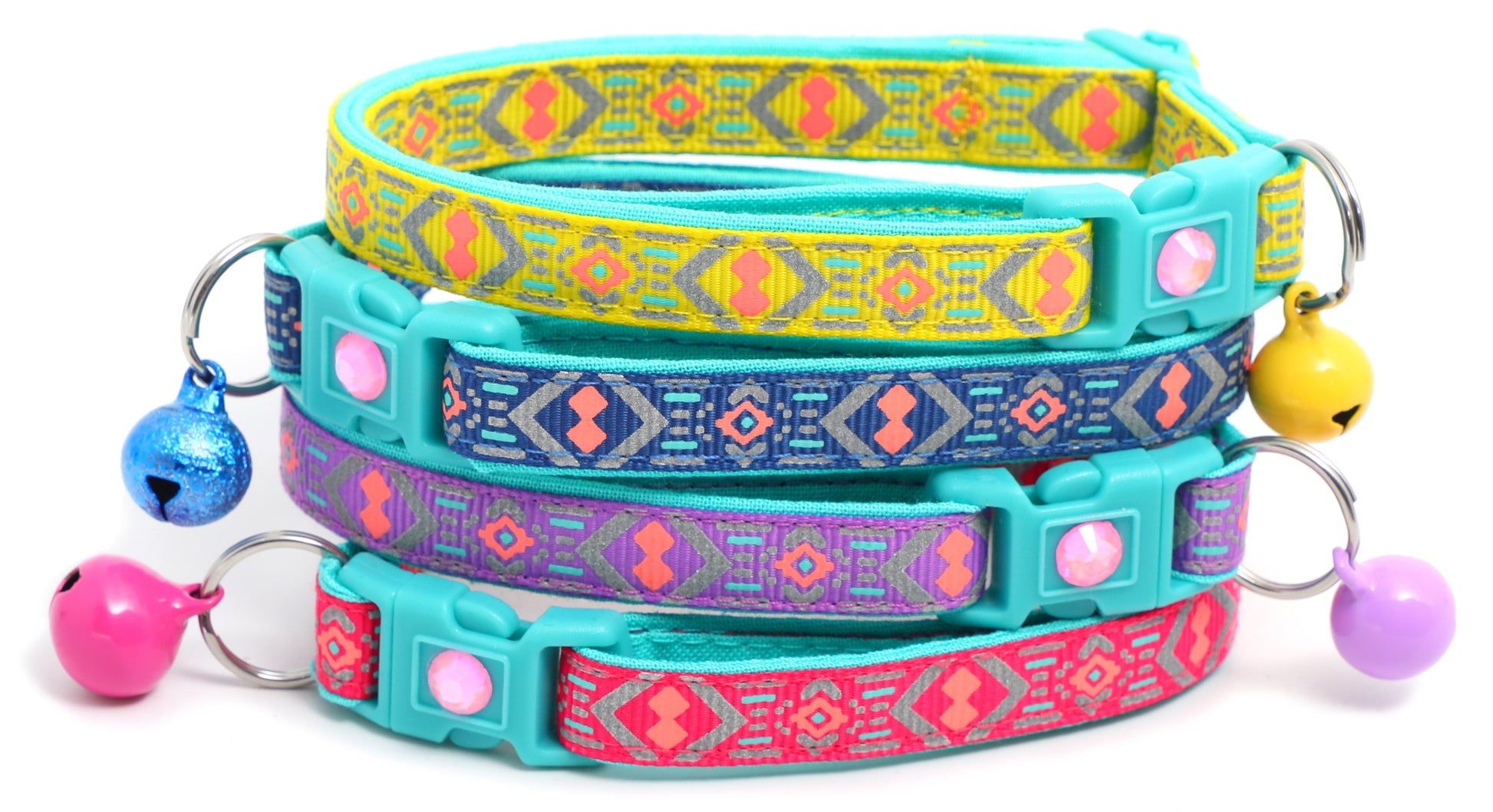 Pink and Aqua Aztec Breakaway Cat Collar-0