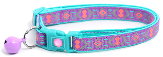 Pink and Aqua Aztec Breakaway Cat Collar-10