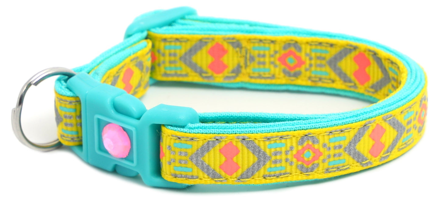 Pink and Aqua Aztec Breakaway Cat Collar-22