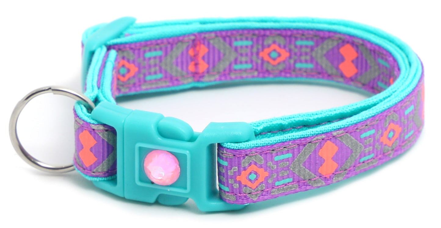 Pink and Aqua Aztec Breakaway Cat Collar-25