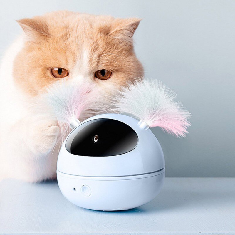 Electric Interactive Cat Toy Ball Feather Infrared Light Tease Tease Cat Stick Toys-0