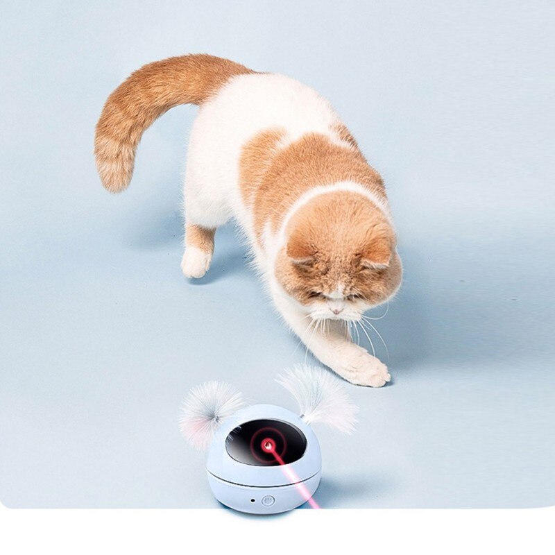 Electric Interactive Cat Toy Ball Feather Infrared Light Tease Tease Cat Stick Toys-4